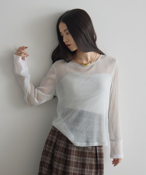 kivi(キヴィ)の「ラメシアートップス(Tシャツ/カットソー・レディース・ダークブルー/ダークグレー/ブラック/ホワイト・FREE)」の22枚目の写真