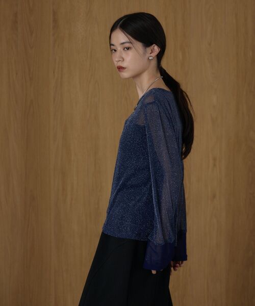 kivi(キヴィ)の「ラメシアートップス(Tシャツ/カットソー・レディース・ダークブルー/ダークグレー/ブラック/ホワイト・FREE)」の9枚目の写真