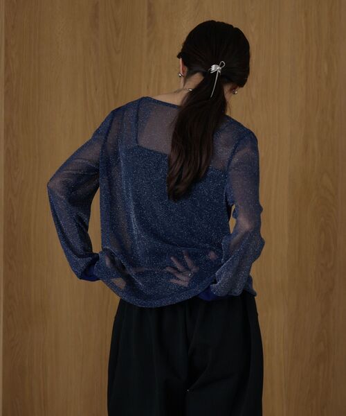 kivi(キヴィ)の「ラメシアートップス(Tシャツ/カットソー・レディース・ダークブルー/ダークグレー/ブラック/ホワイト・FREE)」の10枚目の写真