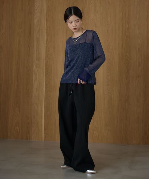 kivi(キヴィ)の「ラメシアートップス(Tシャツ/カットソー・レディース・ダークブルー/ダークグレー/ブラック/ホワイト・FREE)」の14枚目の写真