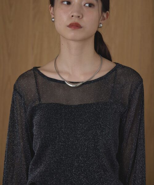 kivi(キヴィ)の「ラメシアートップス(Tシャツ/カットソー・レディース・ダークブルー/ダークグレー/ブラック/ホワイト・FREE)」の15枚目の写真