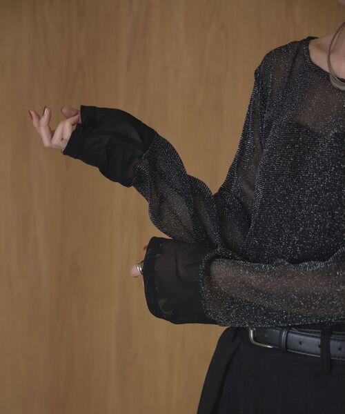 kivi(キヴィ)の「ラメシアートップス(Tシャツ/カットソー・レディース・ダークブルー/ダークグレー/ブラック/ホワイト・FREE)」の17枚目の写真