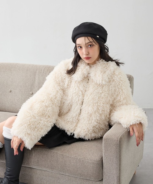 セール】ステンカラープードルエコファーブルゾン（ブルゾン）｜INGNI