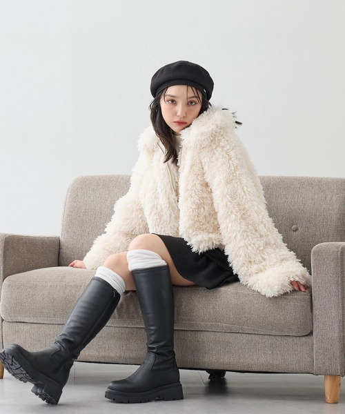 INGNI（イング）の「ステンカラープードルエコファーブルゾン（ブルゾン・レディース・ベージュ/ブラック/アイボリー/モカ・M）」の10枚目の写真