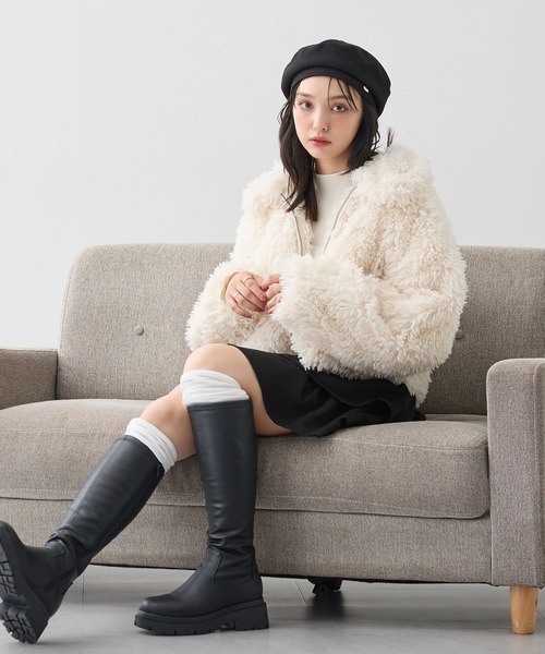 INGNI（イング）の「ステンカラープードルエコファーブルゾン（ブルゾン・レディース・ベージュ/ブラック/アイボリー/モカ・M）」の7枚目の写真