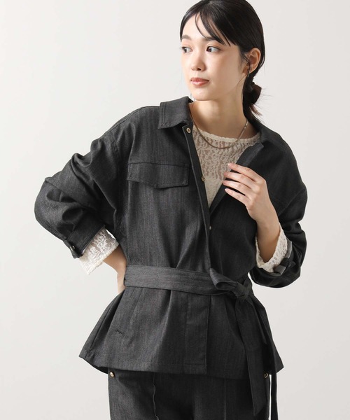 Gready Brilliant(グレディブリリアン)の「デニムベルト付きジャケット(テーラードジャケット・レディース・ブラック・38)」の1枚目の写真