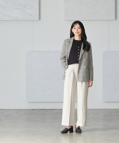 TRUDEA（トルディア）の「ダブルブレストジャケット(無地・チェック柄)（テーラードジャケット・レディース・ネイビー/ブラウン/ホワイト×ブラック/チャコールグレー・SMALL/MEDIUM/LARGE）」の8枚目の写真