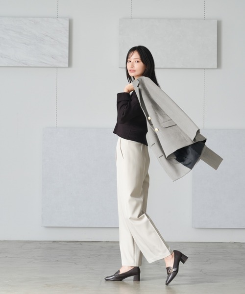 TRUDEA（トルディア）の「ダブルブレストジャケット(無地・チェック柄)（テーラードジャケット・レディース・ネイビー/ブラウン/ホワイト×ブラック/チャコールグレー・SMALL/MEDIUM/LARGE）」の9枚目の写真