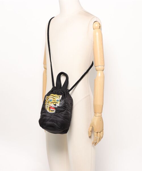 HOUSTON(ヒューストン)の「【HOUSTON / ヒューストン】QUILTING BAG / 巾着バッグ(ショルダーバッグ・レディース・オリーブドラブ/ブラック/カモフラージュ・FREE)」の11枚目の写真