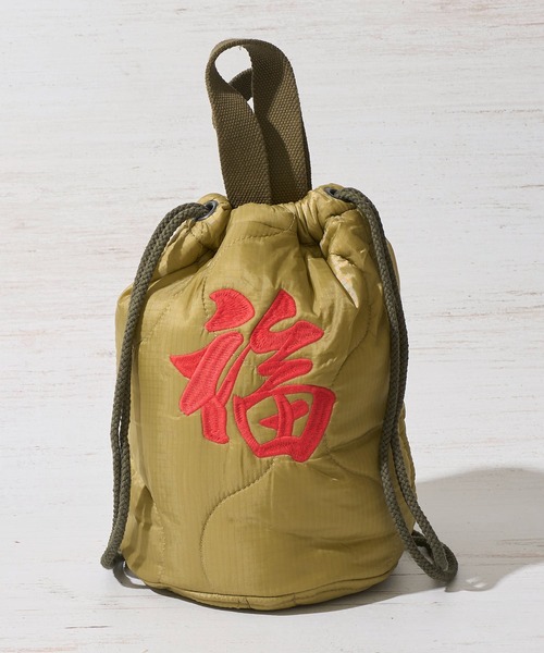 HOUSTON(ヒューストン)の「【HOUSTON / ヒューストン】QUILTING BAG / 巾着バッグ(ショルダーバッグ・レディース・オリーブドラブ/ブラック/カモフラージュ・FREE)」の7枚目の写真