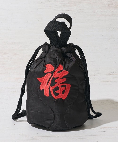 HOUSTON(ヒューストン)の「【HOUSTON / ヒューストン】QUILTING BAG / 巾着バッグ(ショルダーバッグ・レディース・オリーブドラブ/ブラック/カモフラージュ・FREE)」の5枚目の写真