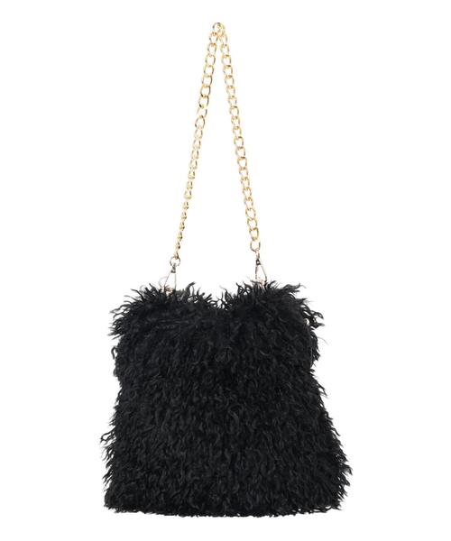 Te chichi（テチチ）の「ボア×チェーンキンチャクBAG（ハンドバッグ・レディース・ベージュ/ブラック・F）」の7枚目の写真