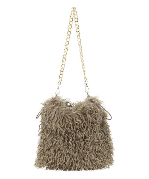 Te chichi（テチチ）の「ボア×チェーンキンチャクBAG（ハンドバッグ・レディース・ベージュ/ブラック・F）」の8枚目の写真
