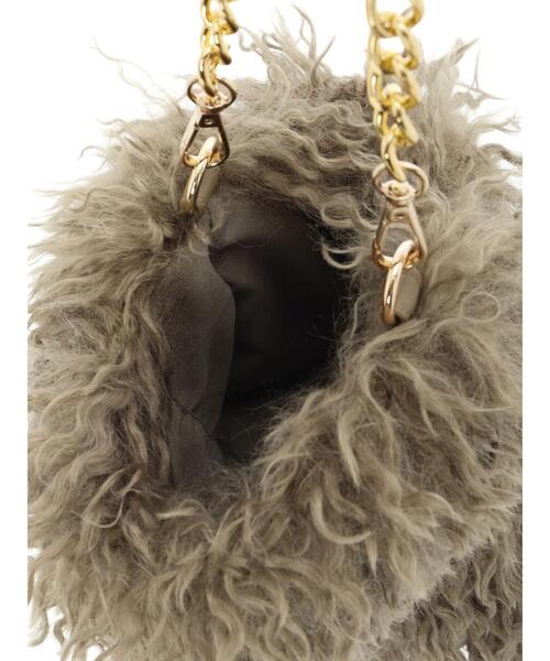 Te chichi（テチチ）の「ボア×チェーンキンチャクBAG（ハンドバッグ・レディース・ベージュ/ブラック・F）」の12枚目の写真