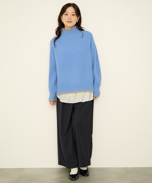NAVY(ネイビー)の「nAvy もちり配色 ハイネックニット(ニット/セーター・レディース・オレンジ/チャコール/ブルー/グリーン/杢グレー・M/L)」の12枚目の写真