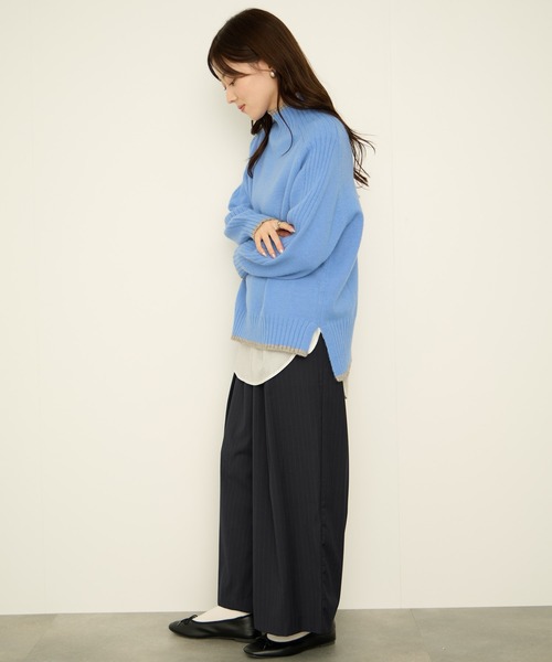 NAVY(ネイビー)の「nAvy もちり配色 ハイネックニット(ニット/セーター・レディース・オレンジ/チャコール/ブルー/グリーン/杢グレー・M/L)」の13枚目の写真