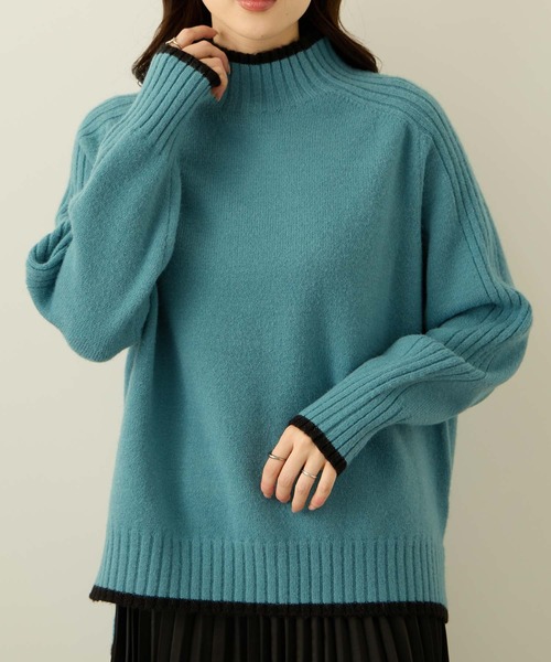 NAVY(ネイビー)の「nAvy もちり配色 ハイネックニット(ニット/セーター・レディース・オレンジ/チャコール/ブルー/グリーン/杢グレー・M/L)」の14枚目の写真