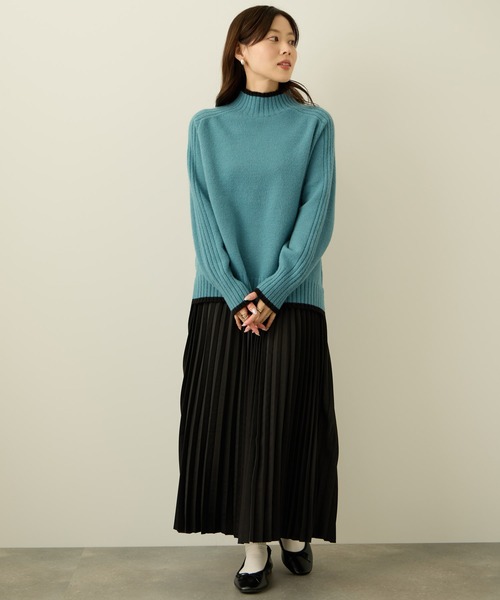 NAVY(ネイビー)の「nAvy もちり配色 ハイネックニット(ニット/セーター・レディース・オレンジ/チャコール/ブルー/グリーン/杢グレー・M/L)」の15枚目の写真