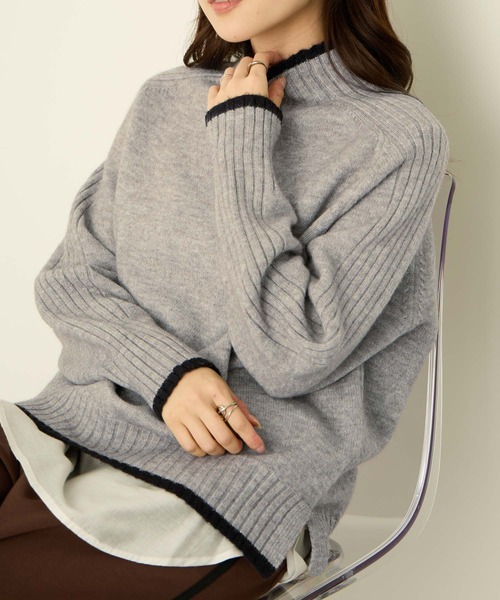 NAVY(ネイビー)の「nAvy もちり配色 ハイネックニット(ニット/セーター・レディース・オレンジ/チャコール/ブルー/グリーン/杢グレー・M/L)」の17枚目の写真