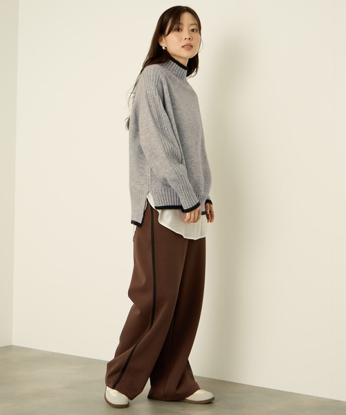 NAVY(ネイビー)の「nAvy もちり配色 ハイネックニット(ニット/セーター・レディース・オレンジ/チャコール/ブルー/グリーン/杢グレー・M/L)」の18枚目の写真