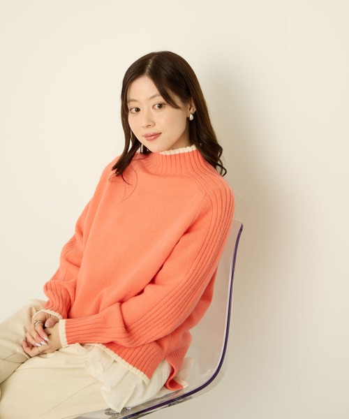 NAVY(ネイビー)の「nAvy もちり配色 ハイネックニット(ニット/セーター・レディース・オレンジ/チャコール/ブルー/グリーン/杢グレー・M/L)」の20枚目の写真