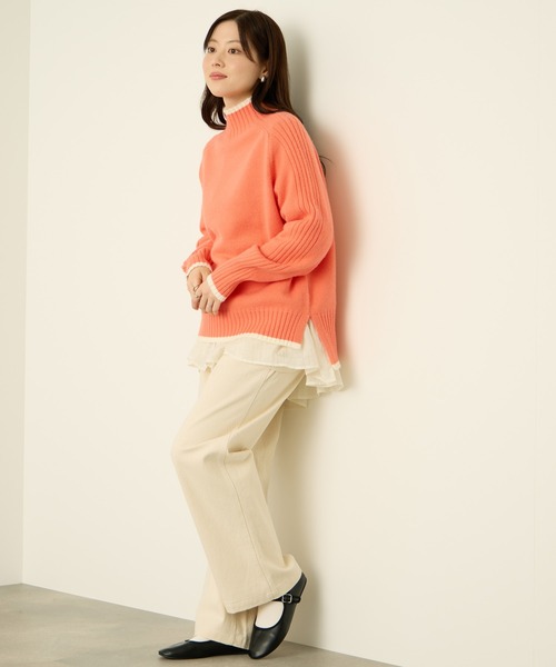 NAVY(ネイビー)の「nAvy もちり配色 ハイネックニット(ニット/セーター・レディース・オレンジ/チャコール/ブルー/グリーン/杢グレー・M/L)」の21枚目の写真