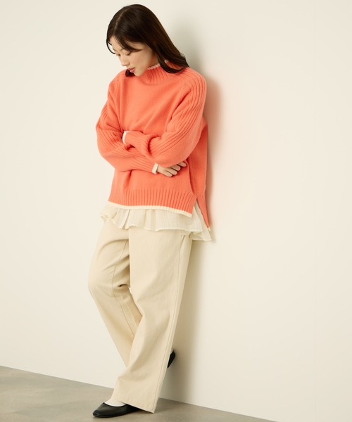 NAVY(ネイビー)の「nAvy もちり配色 ハイネックニット(ニット/セーター・レディース・オレンジ/チャコール/ブルー/グリーン/杢グレー・M/L)」の22枚目の写真