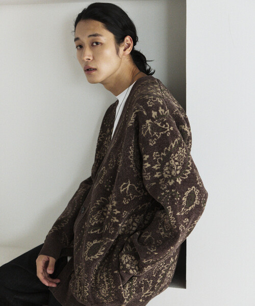 メ*イ様 エトロ 極美品 ペイズリー柄 ニット セーター カーディガン 綿 42 セール】ペイズリー総柄 モール糸 ニットカーディガン/リラックス