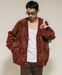 FREAK'S STORE（フリークスストア）の「ペイズリー総柄 モール糸 ニットカーディガン/リラックスフィット（カーディガン/ボレロ・メンズ）」