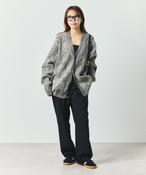 FREAK'S STORE（フリークスストア）の「ペイズリー総柄 モール糸 ニットカーディガン/リラックスフィット（カーディガン/ボレロ・メンズ・オリーブ/ベージュ/ワインレッド・LARGE/MEDIUM）」の4枚目の写真