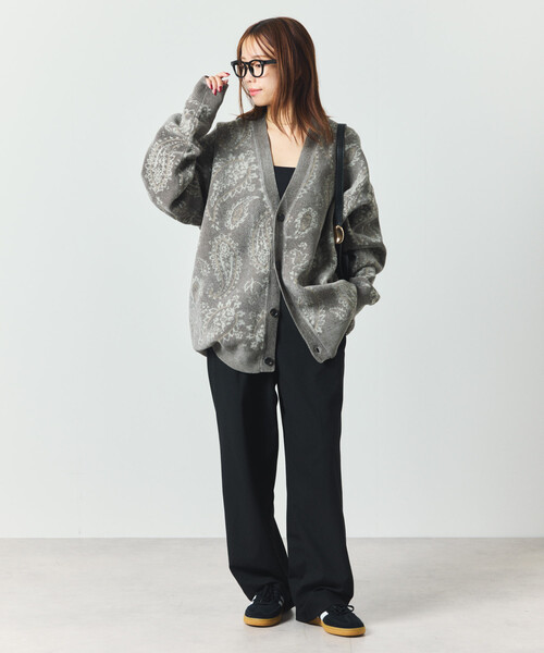 FREAK'S STORE（フリークスストア）の「ペイズリー総柄 モール糸 ニットカーディガン/リラックスフィット（カーディガン/ボレロ・メンズ・オリーブ/ベージュ/ワインレッド・LARGE/MEDIUM）」の5枚目の写真