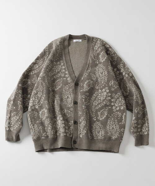 FREAK'S STORE（フリークスストア）の「ペイズリー総柄 モール糸 ニットカーディガン/リラックスフィット（カーディガン/ボレロ・メンズ・オリーブ/ベージュ/ワインレッド・LARGE/MEDIUM）」の11枚目の写真