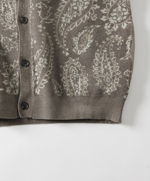 セール】ペイズリー総柄 モール糸 ニットカーディガン/リラックス