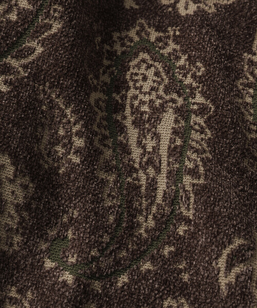 FREAK'S STORE（フリークスストア）の「ペイズリー総柄 モール糸 ニットカーディガン/リラックスフィット（カーディガン/ボレロ・メンズ・オリーブ/ベージュ/ワインレッド・LARGE/MEDIUM）」の21枚目の写真