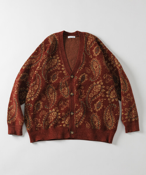 FREAK'S STORE（フリークスストア）の「ペイズリー総柄 モール糸 ニットカーディガン/リラックスフィット（カーディガン/ボレロ・メンズ・オリーブ/ベージュ/ワインレッド・LARGE/MEDIUM）」の22枚目の写真