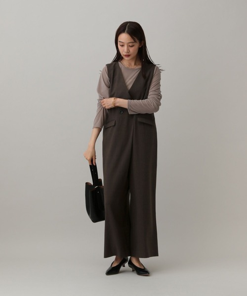 GLOBAL WORK(グローバルワーク)の「MATINEE LINE/ツイルストレッチ/サロペット/583790(サロペット/オーバーオール・レディース・ダークグレー/ブラウン系その他/ライトベージュ・MEDIUM/LARGE)」の16枚目の写真