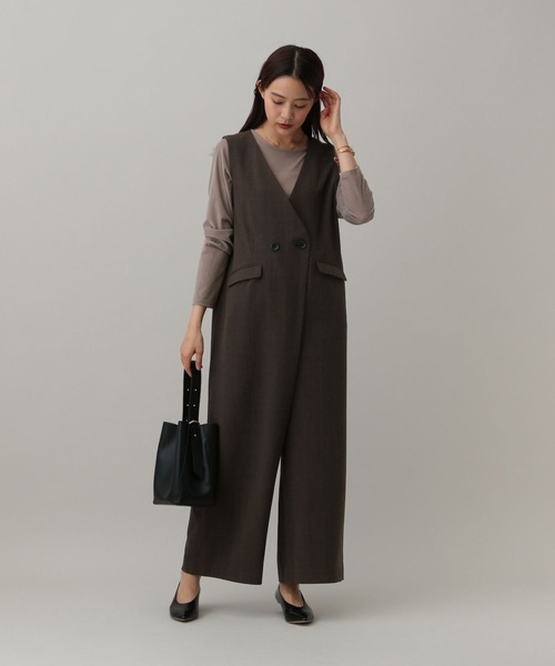 GLOBAL WORK(グローバルワーク)の「MATINEE LINE/ツイルストレッチ/サロペット/583790(サロペット/オーバーオール・レディース・ダークグレー/ブラウン系その他/ライトベージュ・MEDIUM/LARGE)」の17枚目の写真