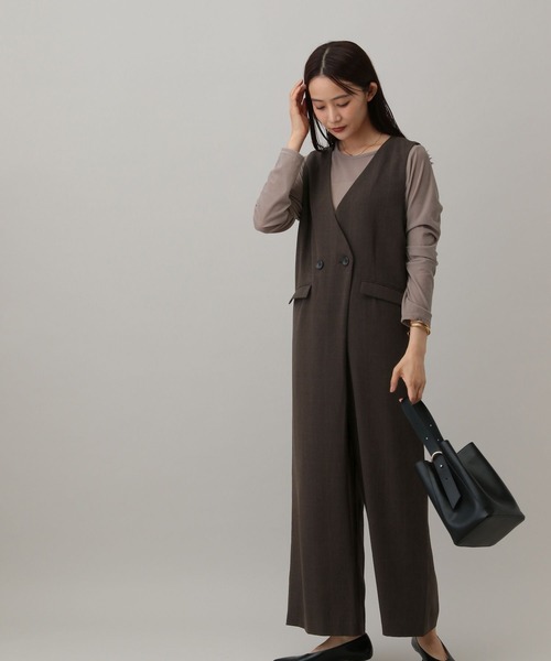 GLOBAL WORK(グローバルワーク)の「MATINEE LINE/ツイルストレッチ/サロペット/583790(サロペット/オーバーオール・レディース・ダークグレー/ブラウン系その他/ライトベージュ・MEDIUM/LARGE)」の19枚目の写真