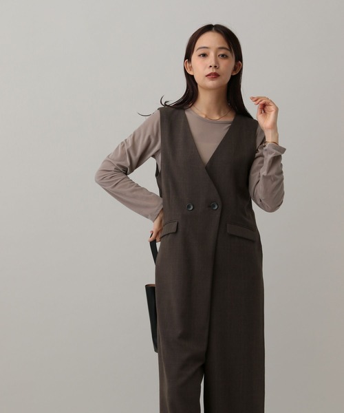 GLOBAL WORK(グローバルワーク)の「MATINEE LINE/ツイルストレッチ/サロペット/583790(サロペット/オーバーオール・レディース・ダークグレー/ブラウン系その他/ライトベージュ・MEDIUM/LARGE)」の20枚目の写真