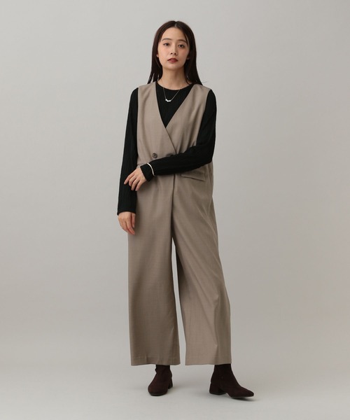 GLOBAL WORK(グローバルワーク)の「MATINEE LINE/ツイルストレッチ/サロペット/583790(サロペット/オーバーオール・レディース・ダークグレー/ブラウン系その他/ライトベージュ・MEDIUM/LARGE)」の22枚目の写真
