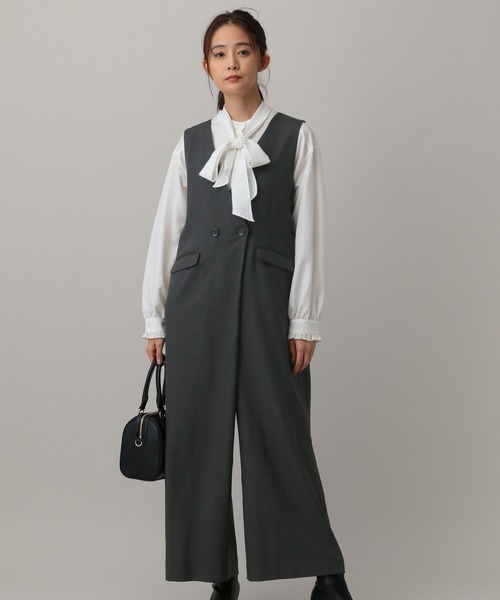 GLOBAL WORK(グローバルワーク)の「MATINEE LINE/ツイルストレッチ/サロペット/583790(サロペット/オーバーオール・レディース・ダークグレー/ブラウン系その他/ライトベージュ・MEDIUM/LARGE)」の6枚目の写真