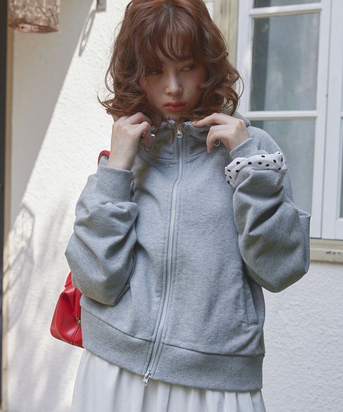 【Unblend】ドロスト ヘビーウェイトダブルジップショート丈パーカー 【セットアップ対応】