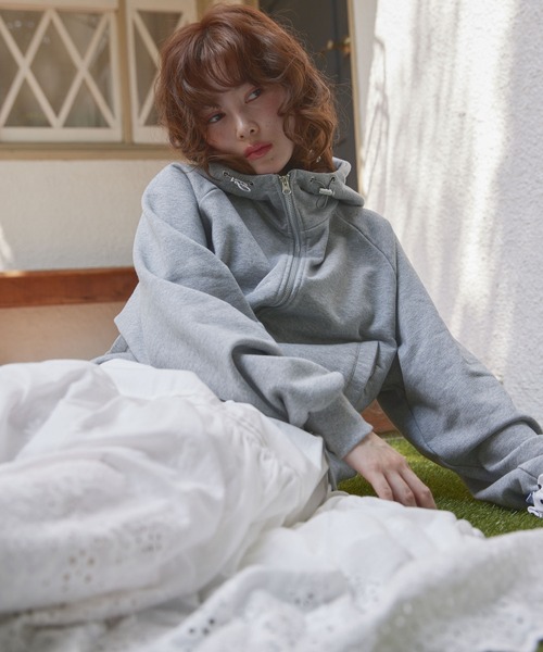 Unblend】ドロスト ヘビーウェイトダブルジップショート丈パーカー