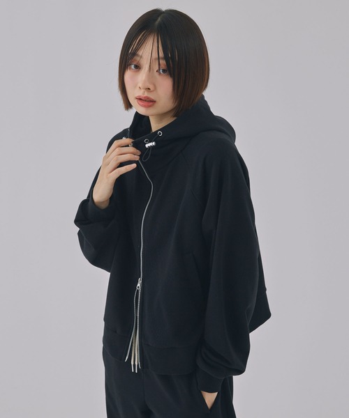 Unblend】ドロスト ヘビーウェイトダブルジップショート丈パーカー