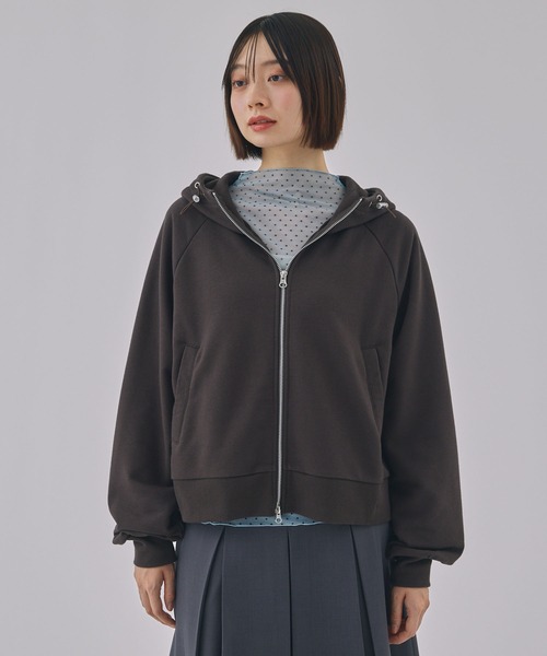 Unblend】ドロスト ヘビーウェイトダブルジップショート丈パーカー