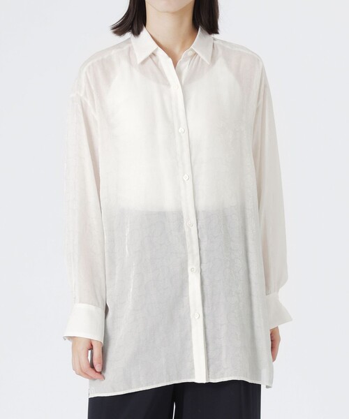 LOVELESS（ラブレス）の「シアージャカードシャツ（シャツ/ブラウス・レディース・グリーン系その他6/オフホワイト・36）」の6枚目の写真