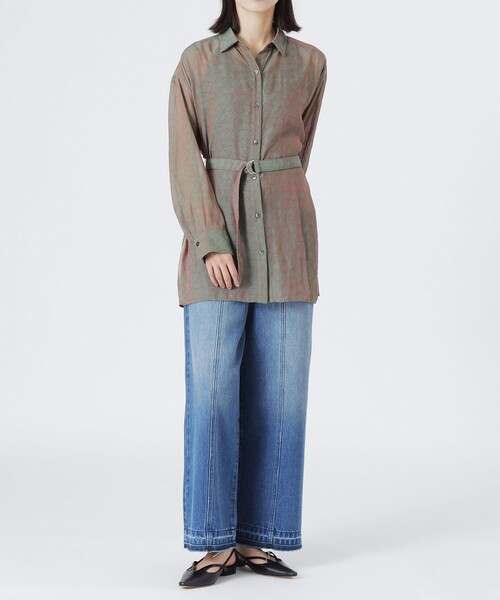 LOVELESS（ラブレス）の「シアージャカードシャツ（シャツ/ブラウス・レディース・グリーン系その他6/オフホワイト・36）」の9枚目の写真