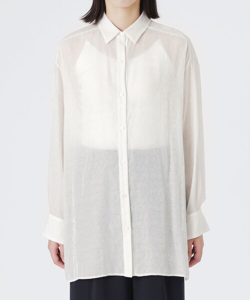 LOVELESS（ラブレス）の「シアージャカードシャツ（シャツ/ブラウス・レディース・グリーン系その他6/オフホワイト・36）」の13枚目の写真