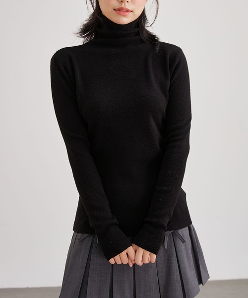 Lace Ladies(レースレディース)の「ウールタッチ ベーシック ハイネック ニット プルオーバー(ニット/セーター・レディース・グレー/ベージュ/アイボリー/ブラック/グレイッシュベージュ・FREE)」の3枚目の写真