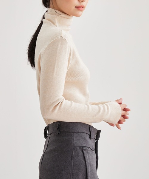 Lace Ladies(レースレディース)の「ウールタッチ ベーシック ハイネック ニット プルオーバー(ニット/セーター・レディース・グレー/ベージュ/アイボリー/ブラック/グレイッシュベージュ・FREE)」の8枚目の写真
